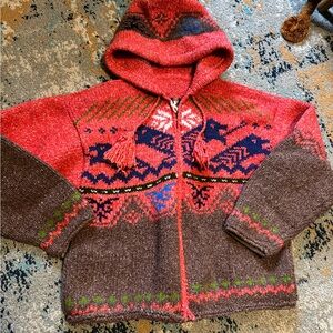 Kids Colorful Hooded Hand Knit Sweater